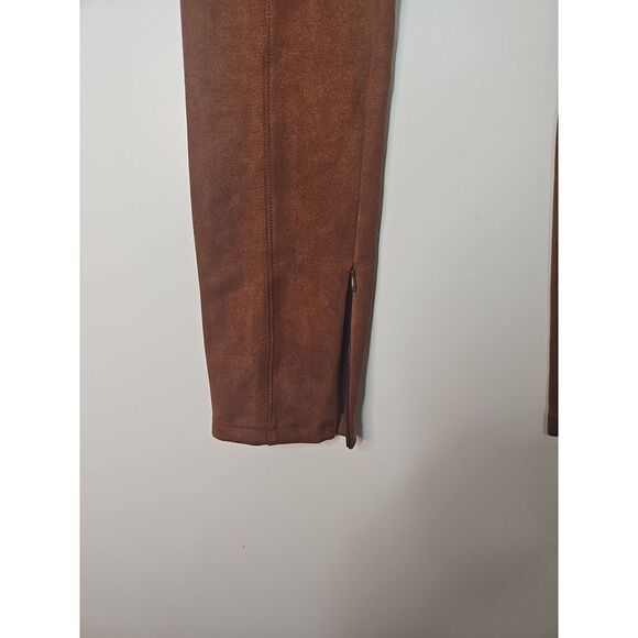 Anthropologie Faux Suede brown Green Pull On Ankle Legging Inseam Ankle Zip-30 - Picture 7 of 10